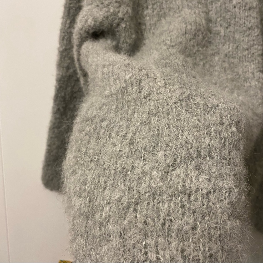Lauren Manoogian Alpaca Hand Knit V Neck Sweater Grey Loomed Peru Slouchy Boxy - Picture 14 of 16